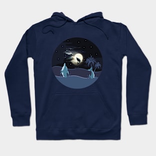 Dolphins Playing in Moonlight Hoodie